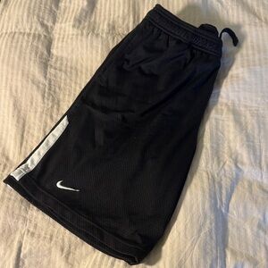 Nike Black Dri- Fit Mesh Basketball Shorts with White Logo